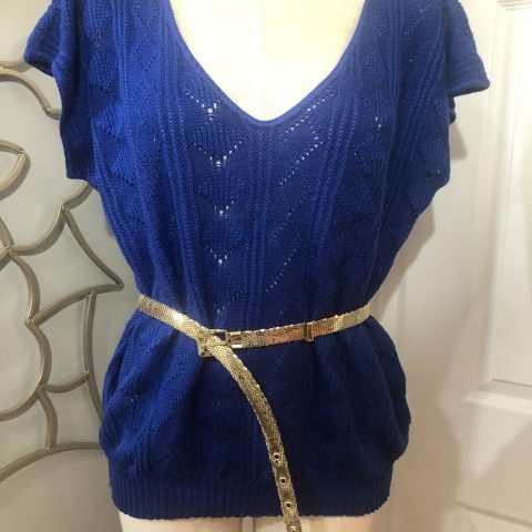 Vintage Royal Blue Knit Blouse